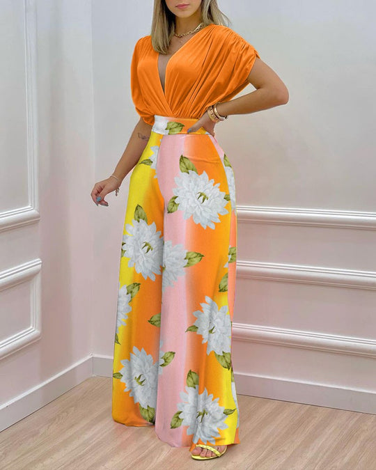 Damen Weit geschnittene Sommerhose mit floralem Design R&B