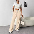 Damen Bequeme Freizeithose mit elastischem Bund und weitem Schnitt R&B