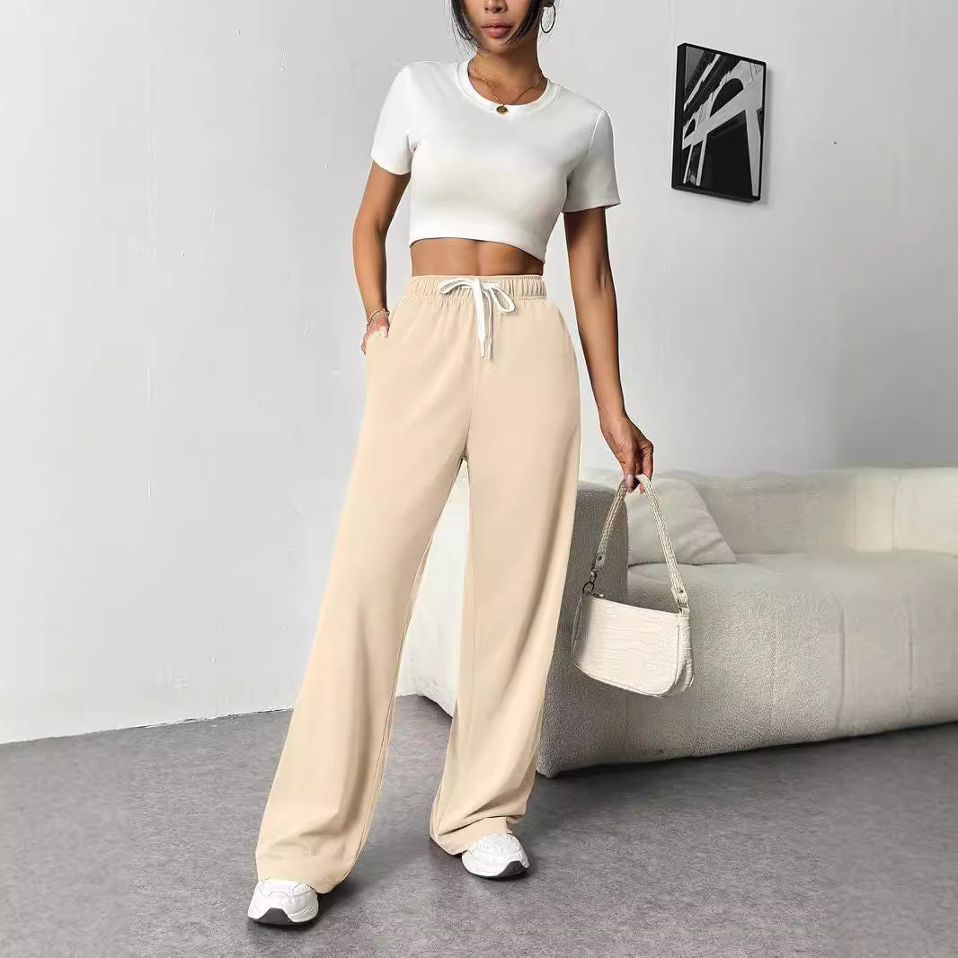 Damen Bequeme Freizeithose mit elastischem Bund und weitem Schnitt R&B