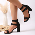 Damen Blockabsatz Sandalen mit verstellbaren Riemen und rutschfester Sohle R&B