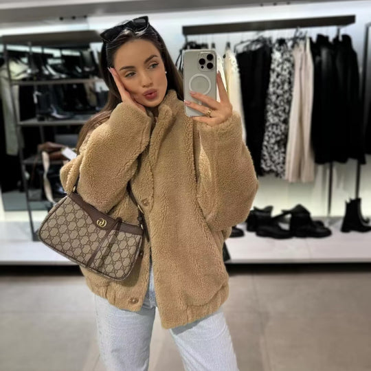 Damen Kuschelige Fleecejacke mit hohem Kragen und praktischen Taschen R&B
