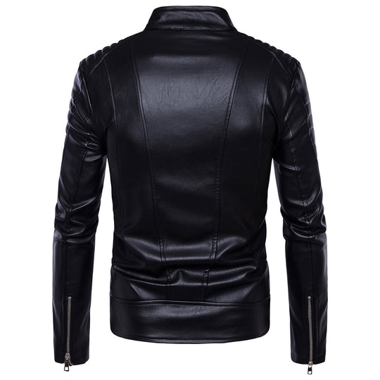 Herren Kunstleder Bikerjacke mit gesteppter Schulter R&B