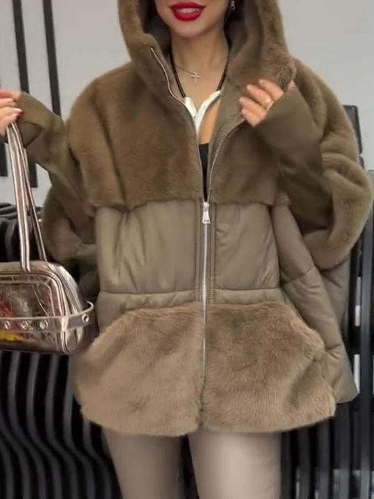 Damen Fleece-Wendejacke mit voluminösem Schnitt und hohem Kragen R&B