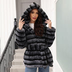 Damen kuschelige Kunstfelljacke