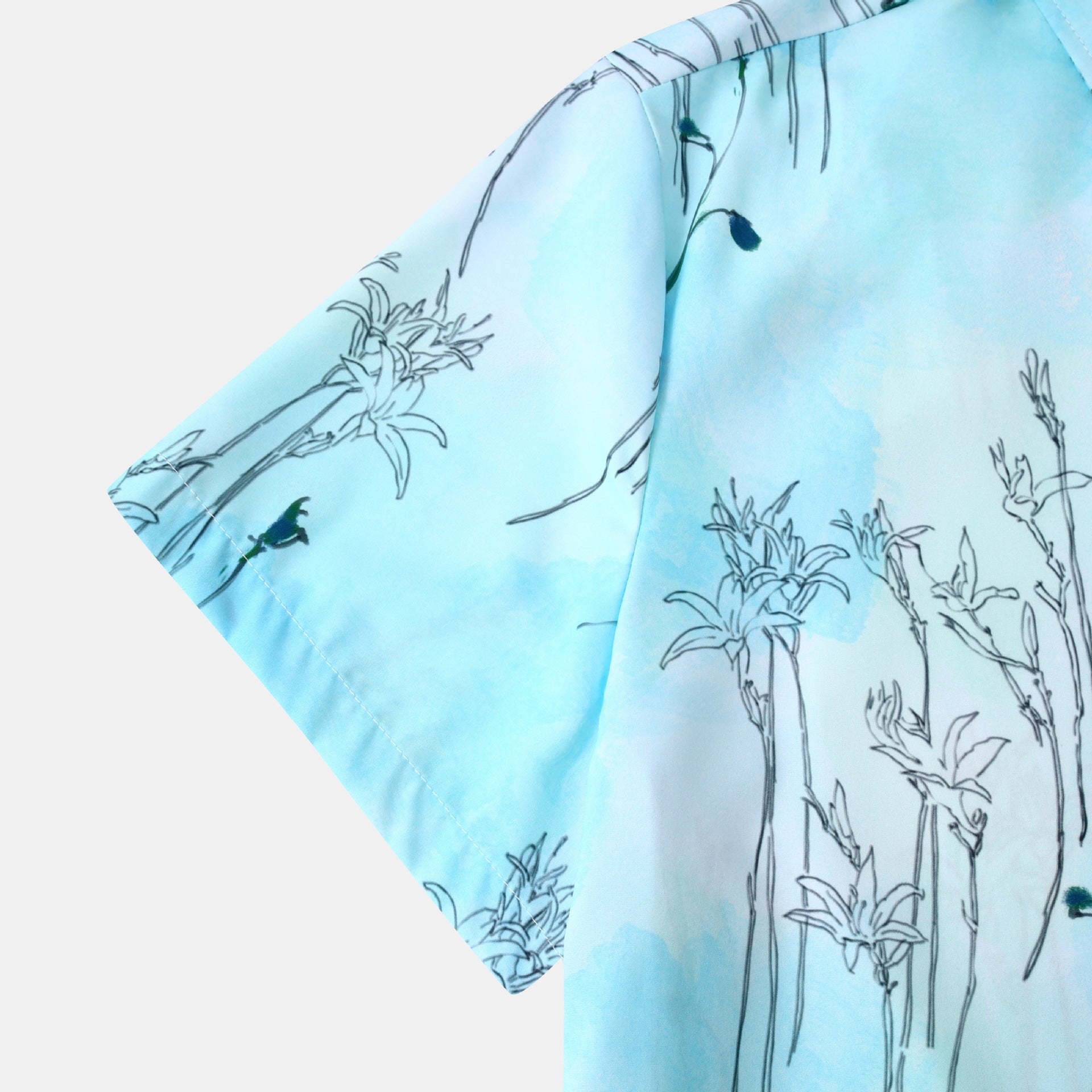 Damen Kurzarmhemd mit floralem Aquarelldruck und lockerer Passform