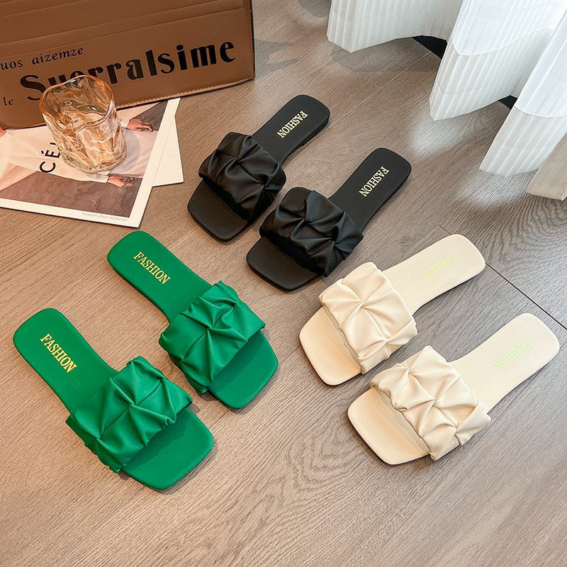 Damen Schlappen mit trendiger Faltenoptik R&B