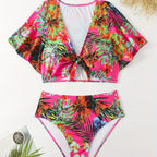 Damen Bikini-Set mit floralen Mustern und leichtem Überwurf R&B