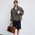 Herren Gemütliche Teddyjacke mit Kontrastnähten R&B