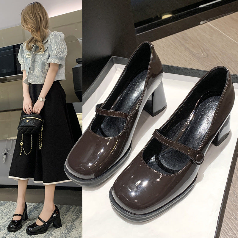 Damen elegante Pumps mit breitem Absatz R&B