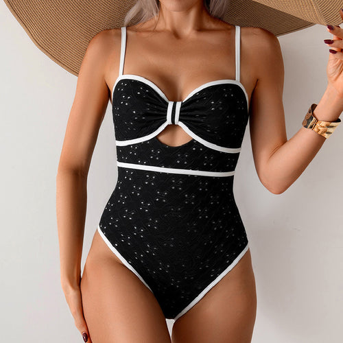 Damen Eleganter Einteiler Badeanzug mit modischem Knotendesign R&B