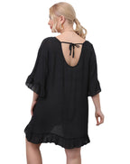 Damen leichtes Strandkleid mit voluminösen Rüschen R&B