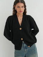 Damen lässige Strickjacke mit praktischen Knopfdetails und OHNE Einschränkung R&B