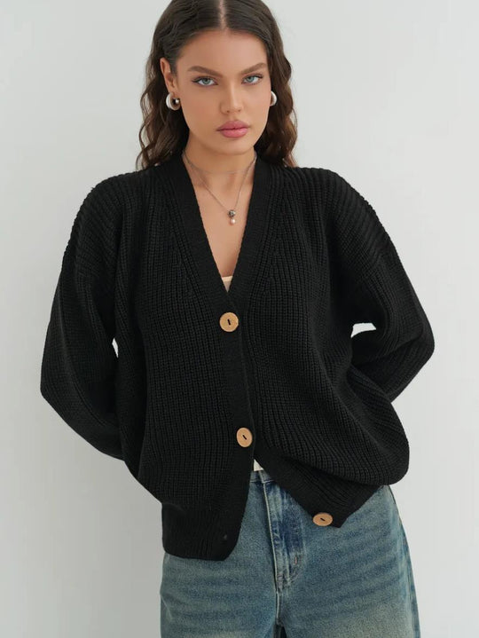 Damen lässige Strickjacke mit praktischen Knopfdetails und OHNE Einschränkung R&B