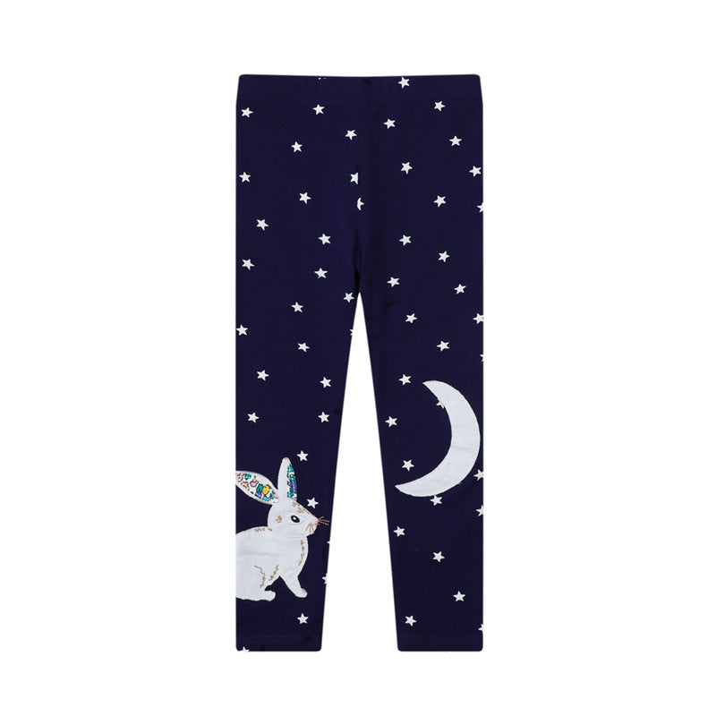 Mädchen Leggings mit verspieltem Hasen- und Sternenmotiv R&B