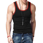 Herren nan eng anliegendes Sport-Top aus elastischem Baumwollmix mit kontrastierter Einfassung R&B