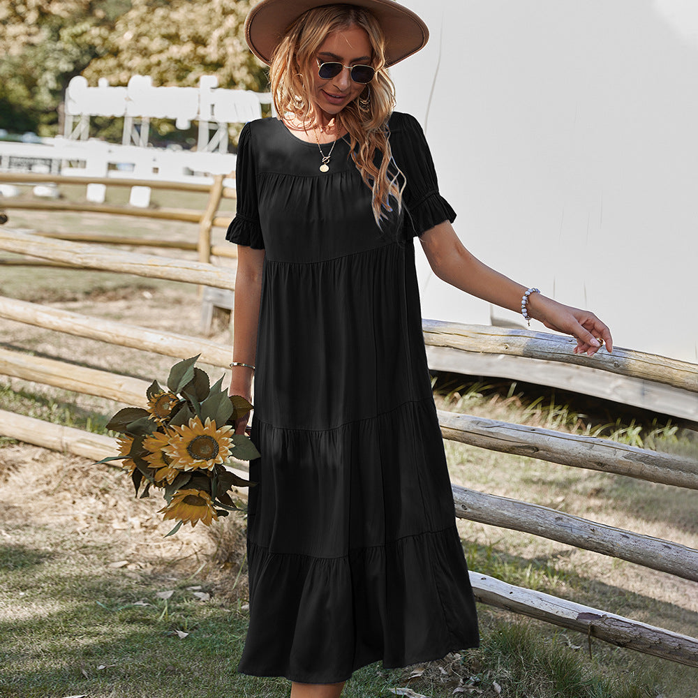 Damen Midikleid mit Rüschendetails und fließendem Schnitt R&B