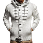 Herren Strickjacke mit Kapuze und dekorativen Knopfdetails R&B