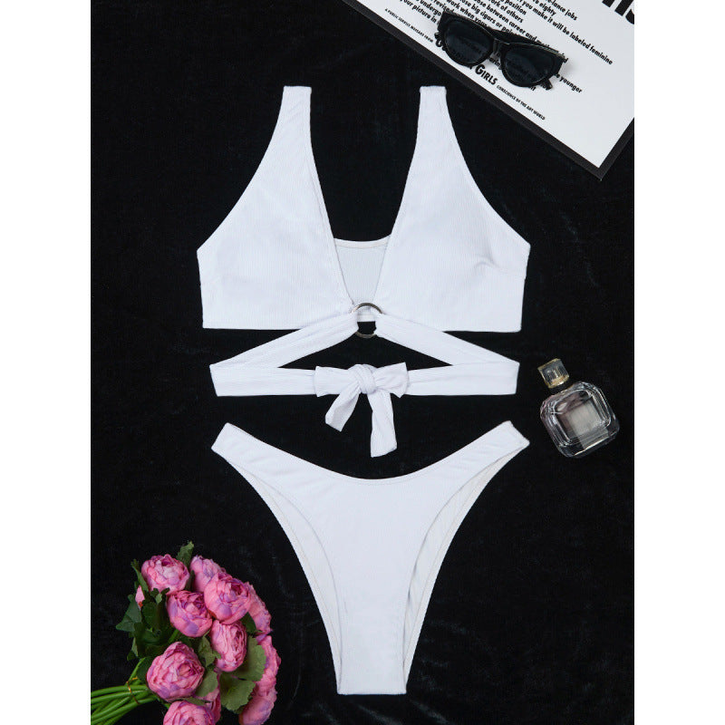 Damen Bikini-Set mit innovativem Schnitt und anpassbarem Knotendetail R&B