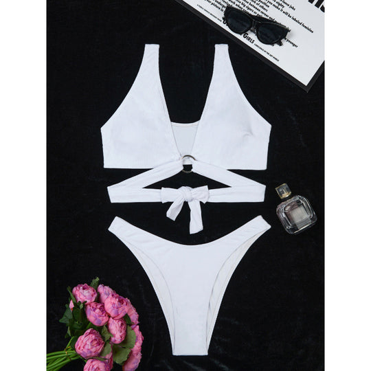 Damen Bikini-Set mit innovativem Schnitt und anpassbarem Knotendetail R&B