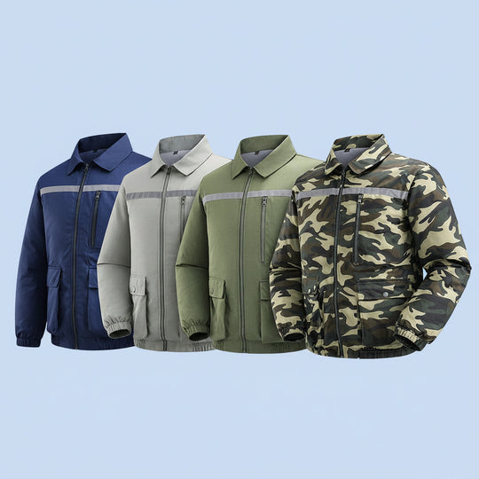 Herren nan belüftete Kühlarbeitsjacke mit seitlichen USB-Lüftern, reflektierendem Bruststreifen und multifunktionalen Taschen R&B