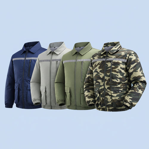 Herren nan belüftete Kühlarbeitsjacke mit seitlichen USB-Lüftern, reflektierendem Bruststreifen und multifunktionalen Taschen R&B