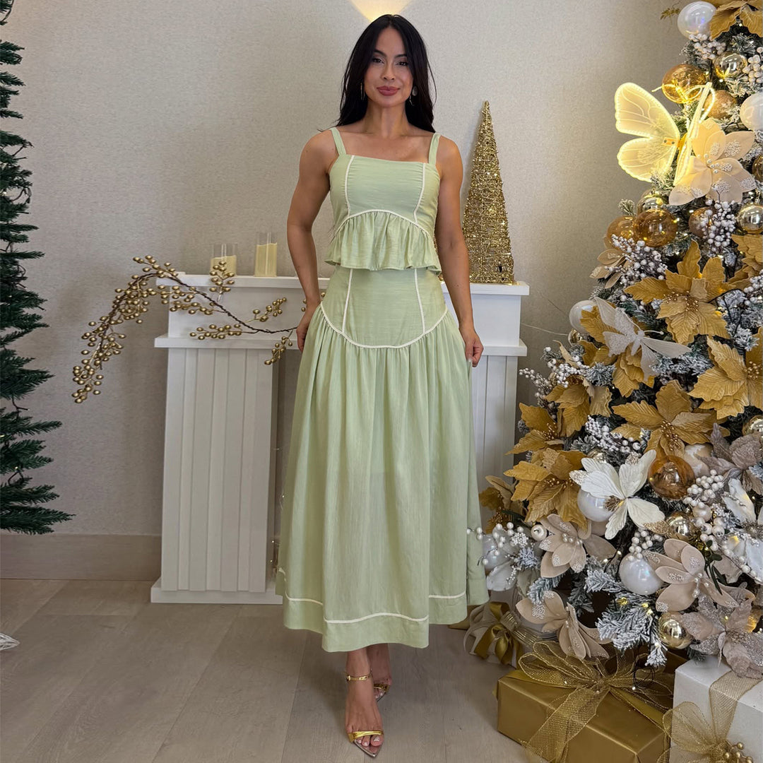 Damen Two-Piece Set mit luftiger Rüsche R&B