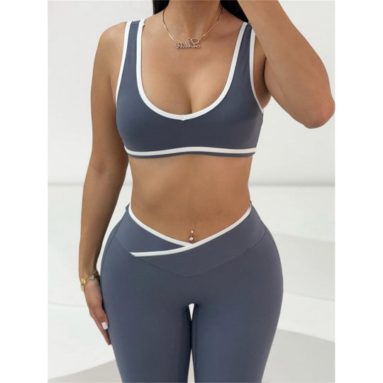Damen Sportliches Zweiteiler Set mit kurzer Oberteil und flared Leggings R&B