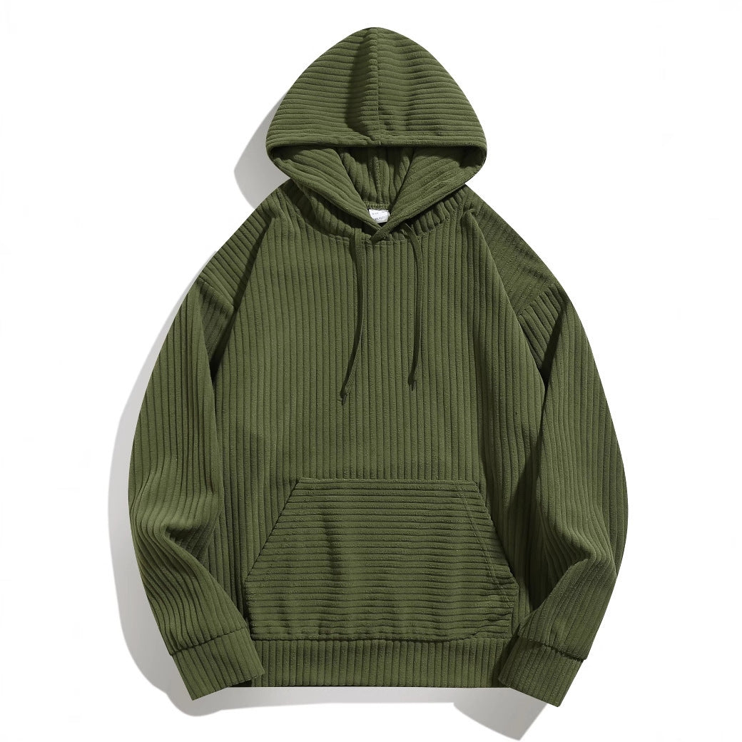 Herren Kapuzenpullover mit strukturierter Ripp-Textur und praktischen Taschen R&B