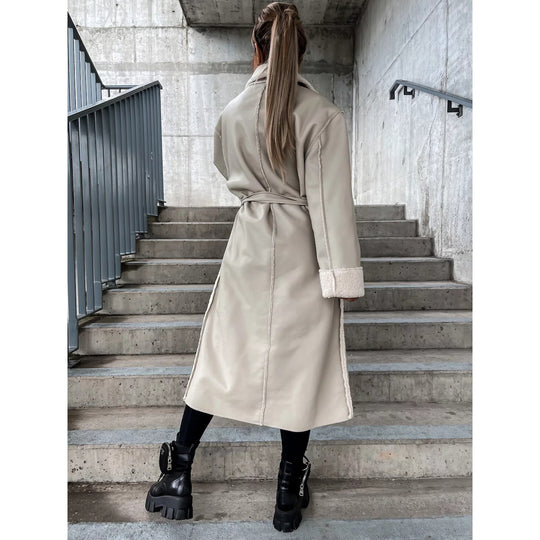 Damen hochwertiger Oversized-Mantel mit weichem Teddyfutter R&B