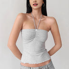 Damen Bandeau-Top mit zarten Rüschendetails und verstellbaren Trägern R&B