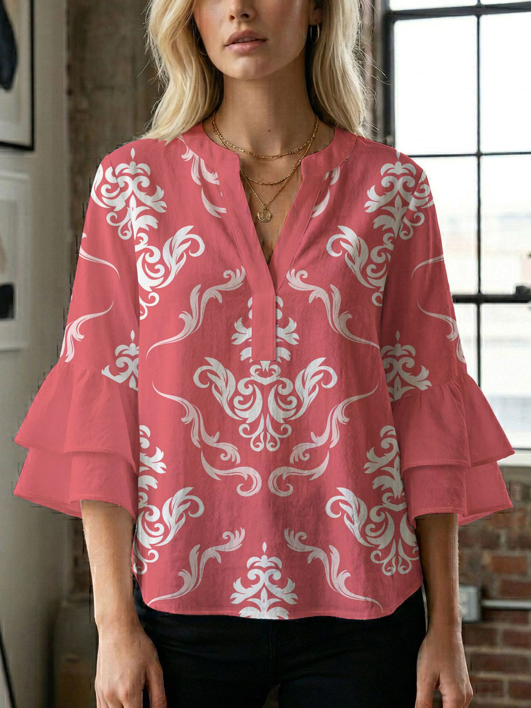 Damen Bluse mit wunderschönen floralem Design R&B