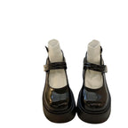 Damen Modische Plateau Schuhe mit Herzschnalle und glänzender Oberfläche