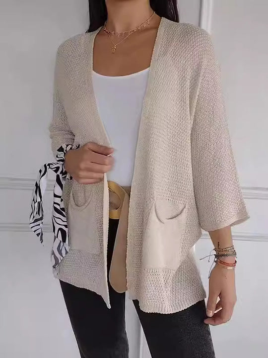 Damen luftiger Strickcardigan mit praktischen Taschen und 3/4-Ärmeln R&B