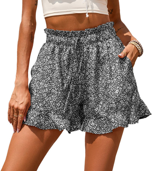 Damen florale Shorts mit elastischem Bund und lässigem Design R&B