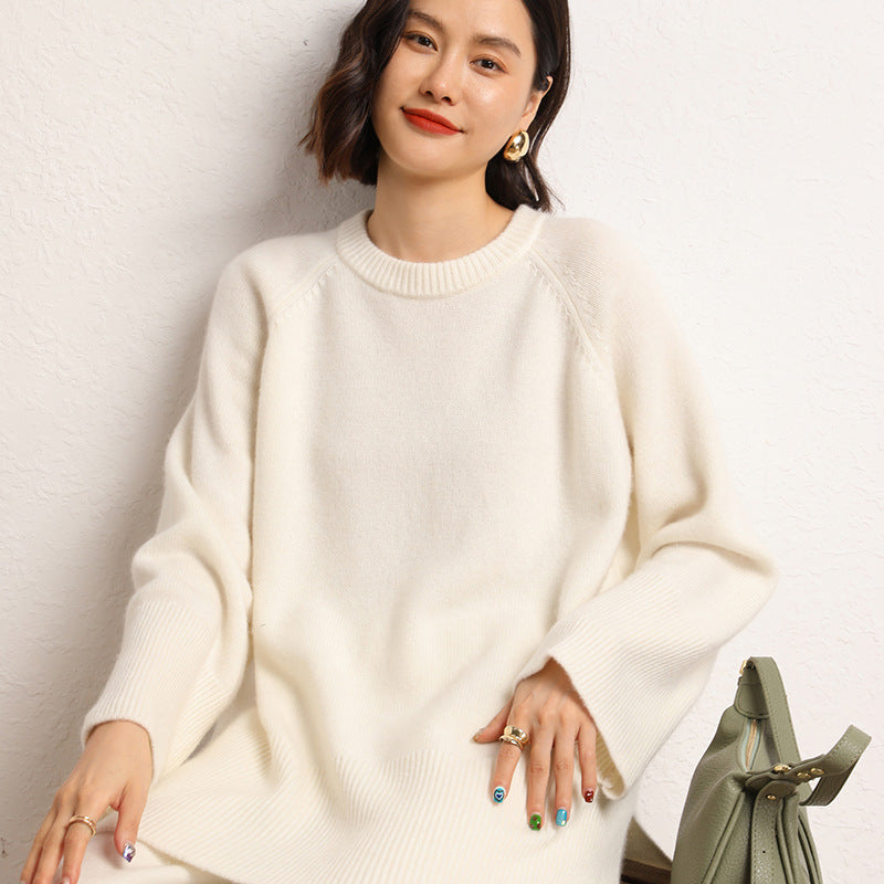 Damen Eleganter, lässiger Strickpullover mit weitem Schnitt und detailreichen Ärmeln R&B