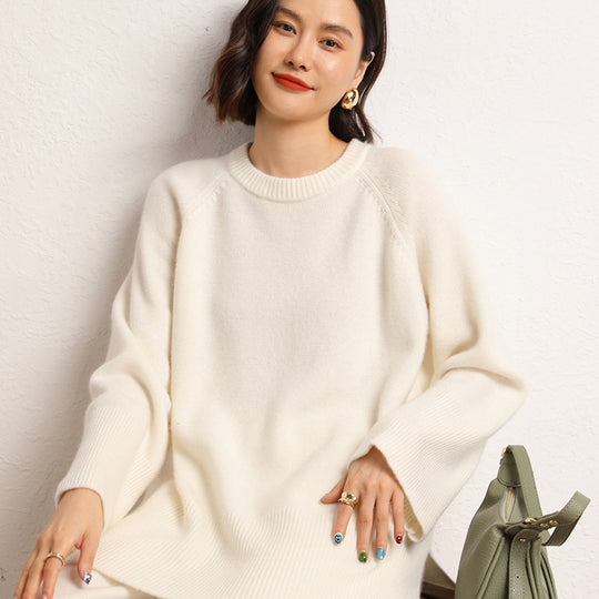 Damen Eleganter, lässiger Strickpullover mit weitem Schnitt und detailreichen Ärmeln R&B