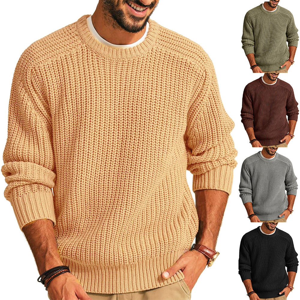 Herren lockerer Grobstrickpullover mit Raglanärmeln R&B