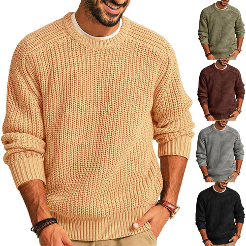 Herren lockerer Grobstrickpullover mit Raglanärmeln R&B