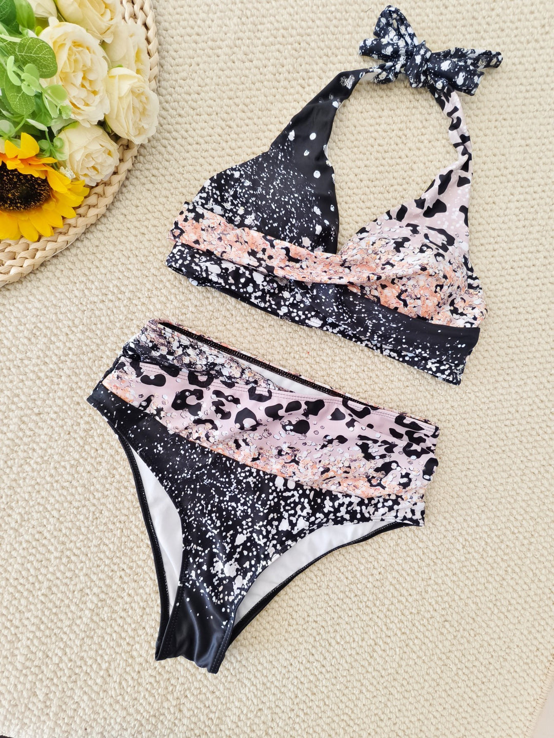 Damen Bikini-Set mit trendigem Animal-Print und modischem Schleifen-Detail R&B