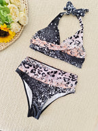 Damen Bikini-Set mit trendigem Animal-Print und modischem Schleifen-Detail R&B