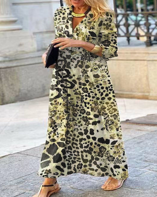 Damen Maxikleid mit trendigem Leopardenmuster und elegantem Wickeldesign R&B