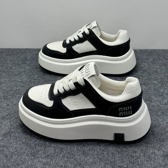 Damen Modische Plateau Sneakers aus strapazierfähigem Leder mit minimalistischer Optik R&B