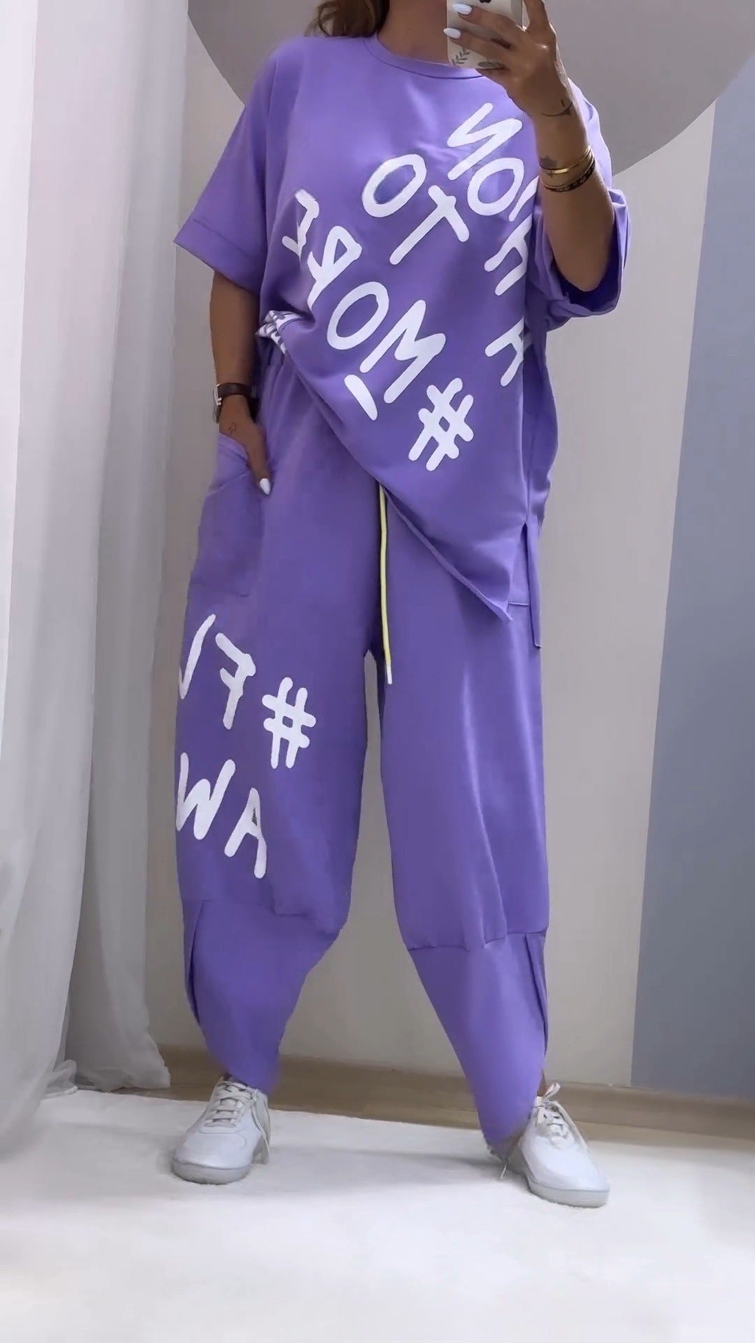 Damen lässiger Oversized Sweater und Jogginghose-Set R&B