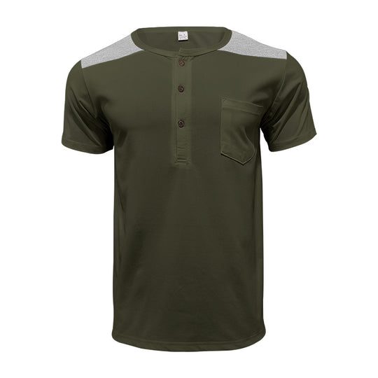 Herren Kurzarm-Henley-Shirt mit strukturiertem Design und praktischen Knöpfen R&B