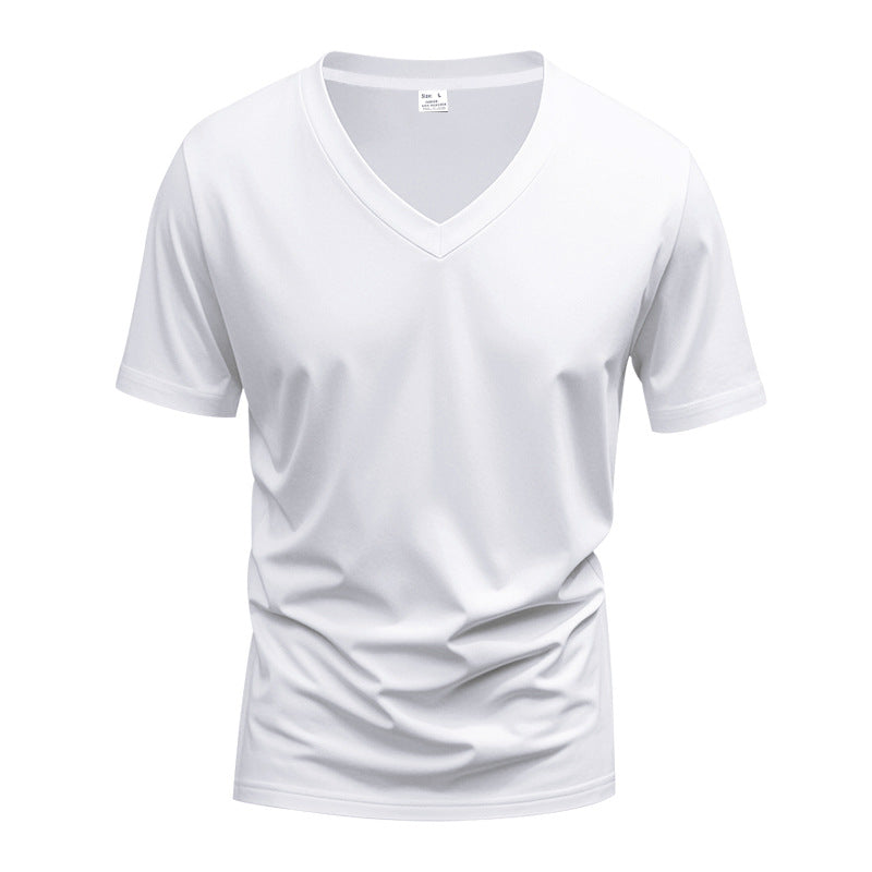 Herren V-Ausschnitt T-Shirt aus atmungsaktiver und schnelltrocknender Baumwolle R&B
