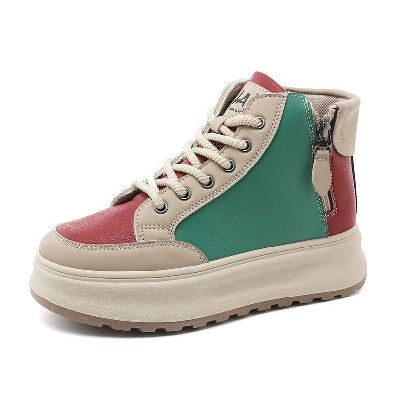 Damen modische High-Top Sneakers mit seitlichem Zipper und dämpfender Sohle R&B