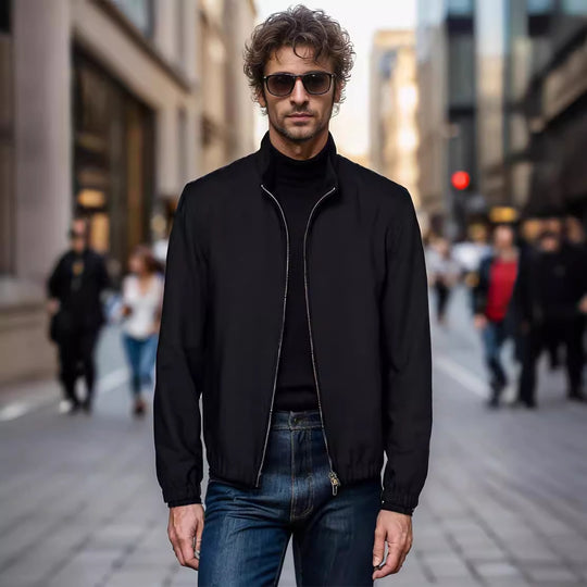 Herren leichte Bomberjacke mit hohem Kragen R&B