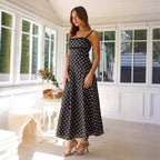 Damen Maxikleid mit Spitze und verspieltem Polka-Dot-Muster R&B