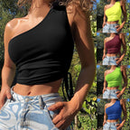 Damen Crop-Top mit asymmetrischem Schnitt und verstellbarem Kordelzug R&B