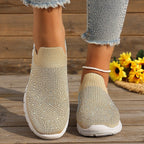 Damen Slip-On Sneakers mit funkelnden Strass-Applikationen R&B